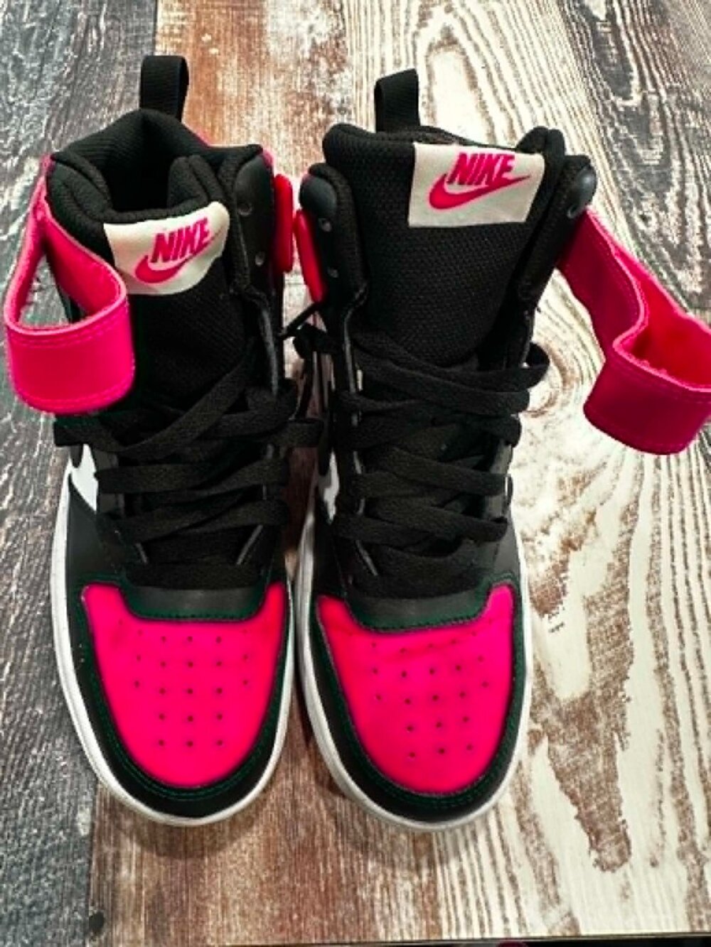 Nike Court Borough Mid 2 Basketball Shoes – Bright Pink/Black – Size 6Y